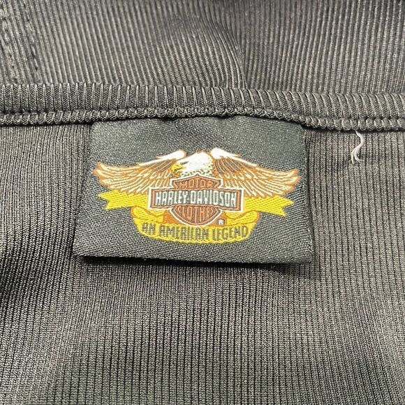 𝅺harley Davidson Black Ribbed Long Sleeve Fitted Crewneck Riding Top - Picture 11 of 13